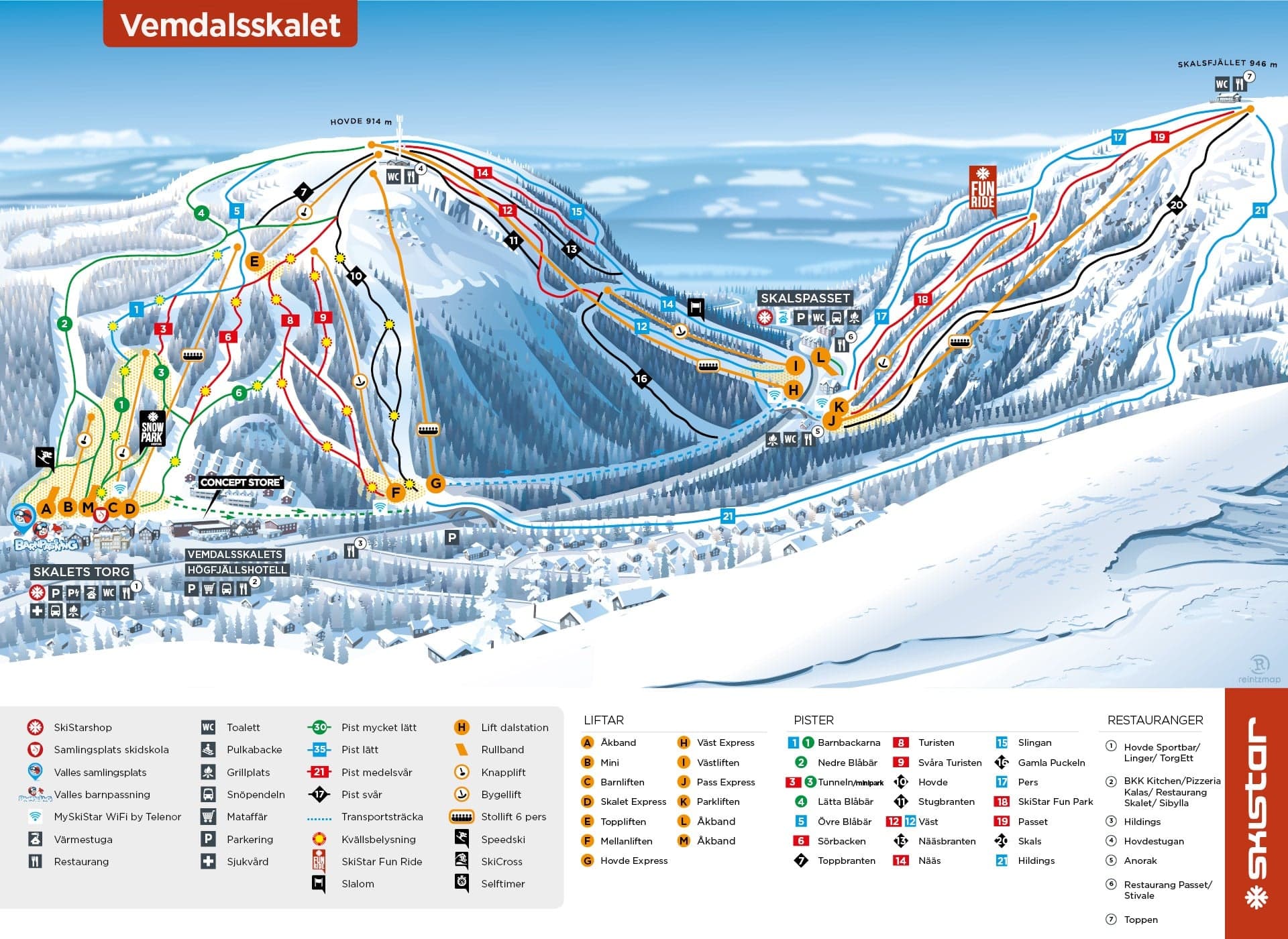Vemdalsskalet ski map